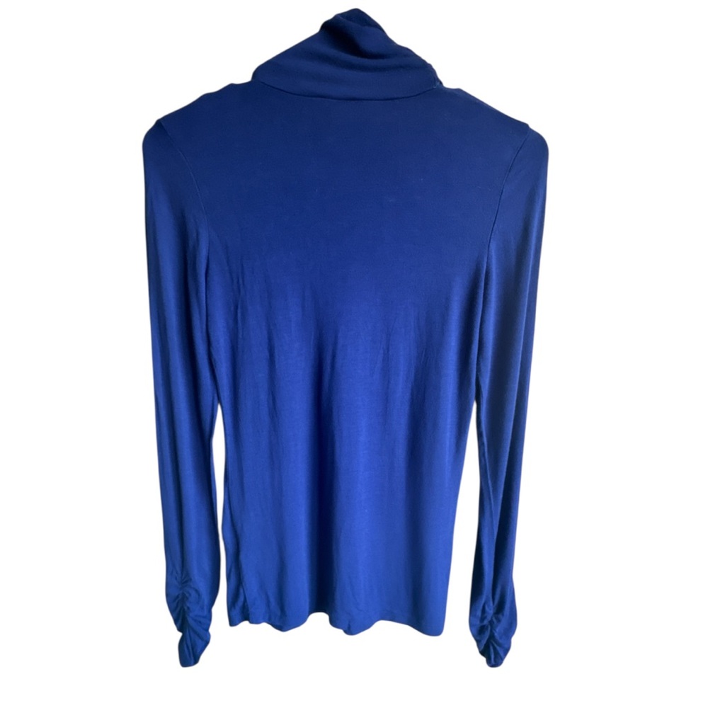 SEDUCTIONS Cobalt Blue Mock Neck Ruched Top Sz M - Picture 4 of 5